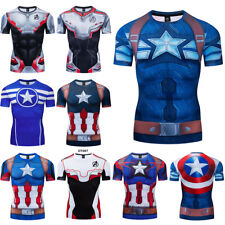 Hombres Deportes Gimnasio Camiseta Medias Compresión Capa Base Capitán América Camiseta Prendas para el torso segunda mano  Embacar hacia Mexico