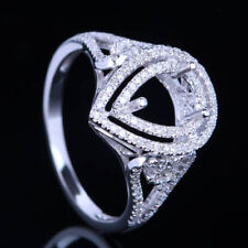 Usado, Bela joia anel semi-montagem halo diamantes naturais ouro branco 14K corte pera sólido comprar usado  Enviando para Brazil