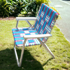 Antiga cadeira dobrável de alumínio azul/branco braços de plástico adulto  comprar usado  Enviando para Brazil