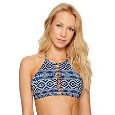 Top de bikini La Blanca índigo geométrico estampado azteca con cerradura halter talla 6, usado segunda mano  Embacar hacia Argentina