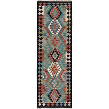 Black Blue Runner Door Step Rug 2'0"x6'4" ft. Kilim Hand Knotted Wool Rug R26109 for sale  Shipping to South Africa