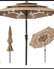 10Ft 3 Tiers Market  Patio Outdoor Umbrella with Ventilation with LED lighting  for sale  Shipping to South Africa