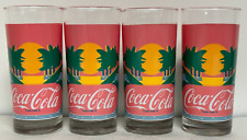 Usado, Indiana Glass Co. - Juego de 4 tazas de vidrio tropical al atardecer de 15 oz Coca-Cola segunda mano  Embacar hacia Argentina