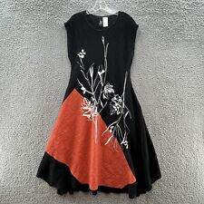 Vestido Igor Dobranic para Mujer Grande Negro Rojo Hawai Lino Lagenlook Midi Ajuste Llamarada segunda mano  Embacar hacia Argentina