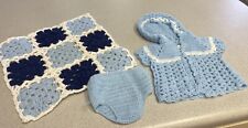 3 piezas Abrigo Vintage Baby Muñeca Crochet Azul Manta Ropa segunda mano  Embacar hacia Mexico
