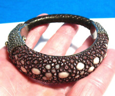 LOU GUERIN STERLING SILVER STINGRAY SKIN LEATHER BANGLE BRACELET 38.9 GRAMS for sale  Shipping to South Africa