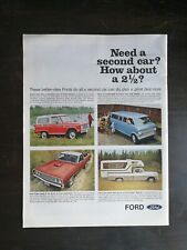 Vintage 1969 Ford Bronco Club Wagon Ranchero Camper Full Page Original Color Ad for sale  Washington