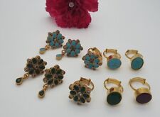 2 x pakistani earrings & ring farshi kundan set new for sale  ILFORD
