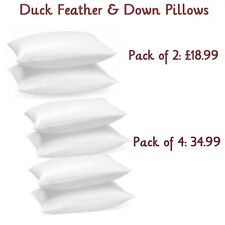 Luxury Duck Feather & Down Pillows Hotel Quality Super Soft 100% Cotton Pack 2&4 for sale  Shipping to South Africa