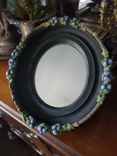 Espelho de gesso oval vintage com moldura decorativa floral pintado à mão preto comprar usado  Enviando para Brazil