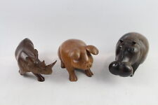 Solid Wooden Hippopotamus Piglet Rhino Ornaments Vintage Hand Carved for sale  Shipping to South Africa