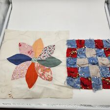 2 travesseiros quadrados de tecido costurados à mão vintage flor vermelho branco azul vovó, usado comprar usado  Enviando para Brazil