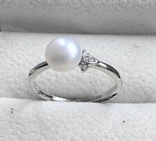 Gorgeous AAAA 6.5-7.5mm South Sea White Stud Pearl Ring 925S..., used for sale  Shipping to South Africa