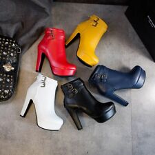 Botas curtas da moda feminina sentido plataforma tornozelo botas salto alto tamanho grande  comprar usado  Enviando para Brazil