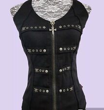 Tripp NYC Halter Top Corset, Medium, Daang Goodman Zipper Front Skulls Studs for sale  Shipping to South Africa