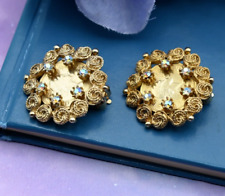 Kramer S African Coin Elizabeth II 1958 AB Rhinestone Gold Tone Clip Earrings for sale  Shipping to South Africa
