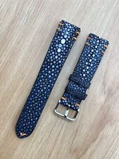 26m 24mm 22mm 21mm 20mm 19mm 18mm 16mm Black Stingray Leather Watch Strap Band, used for sale  Shipping to South Africa