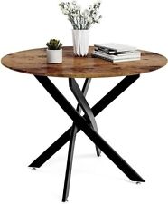 GOLDFAN Round Wooden 80cm Dining Table - Rustic Brown Top Black Metal Legs for sale  Shipping to South Africa