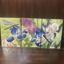 Três painéis de azulejo íris e libélulas decoração de parede ou mesa 11,75”x7,75” cada comprar usado  Enviando para Brazil