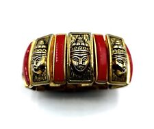 Usado, Painel de princesa asiática chinesa vintage pulseira de expansão elástica tom dourado vermelho comprar usado  Enviando para Brazil