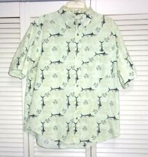 Mens Fishing Royal Palm Marlin Anchor Print 100% Cotton S/S  Button Up Casual L, used for sale  Shipping to South Africa