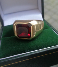 EXCELENTE ANILLO DE GRANATE DE ORO AMARILLO DE 9 QUILATES H/M 1992 IMPORTACIÓN DE Birmingham - talla R/S, usado segunda mano  Embacar hacia Argentina