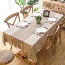 Linen Tablecloth Rectangular Tables Cloth with Tassel Coffee Desks Cover for sale  Shipping to South Africa