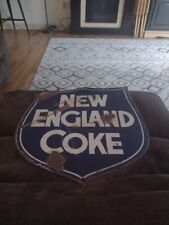 VINTAGE NEW ENGLAND COKE PORCELAIN METAL SHIELD BADGE ADVERTISING SIGN, used for sale  Shipping to South Africa