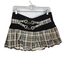 TRIPP NYC Goth Black Gray Punk Plaid Low Rise Micro Mini Skirt Y2K FLAW Medium for sale  Shipping to South Africa