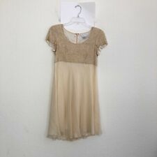 Mini vestido BIEFF BASIX vintage nude de seda com miçangas manga curta 8 cintura império AZ, usado comprar usado  Enviando para Brazil