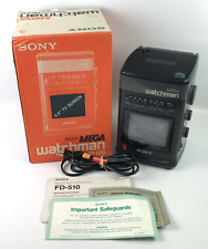 Televisión Sony MEGA Watchman FD-510 portátil en blanco y negro de colección radio FM/AM con caja segunda mano  Embacar hacia Argentina