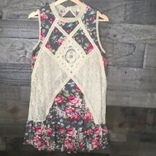 Umgee Dress Womens M Floral Mini Sleeveless Boho Crochet tunic open back segunda mano  Embacar hacia Argentina