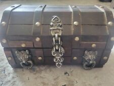 Vintage Gothic Style Wooden Lion Head Treasure Chest Jewelry Box for sale  Shipping to South Africa