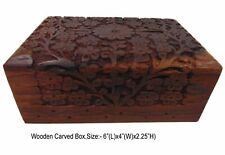 "Caja pequeña de joyería caja de madera vintage tallada a mano almacenamiento antigua (6""X4""X 2,25"  segunda mano  Embacar hacia Argentina
