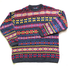 Used, Vintage Structure Men s Fair Isle Knit Sweater Bright Colors on Charcoal Size M for sale  Shipping to South Africa