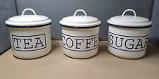 Silesia (Rybnik) Tea Coffee & Sugar  Canister Set Enamel Farmhouse Kitchenalia for sale  Shipping to South Africa