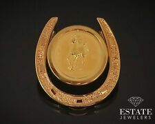 14k Yellow Gold 2002 Queen Elizabeth II Fine Coin Horseshoe Pendant 3.7g i14169 for sale  Shipping to South Africa