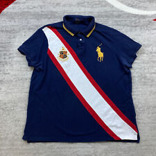 Ralph Lauren Polo Shirt 2XL XXL Blue Gold Big Pony Outdoors Crest 3 RLPC Rugby, used for sale  Shipping to South Africa