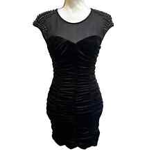 Mini vestido feminino Bebe preto veludo malha decote franzido Bodycon tamanho XS, usado comprar usado  Enviando para Brazil