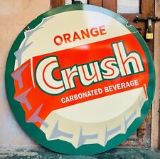 Rare Vintage Porcelain Orange Crush 42 Inches Double Sided Enamel Sign for sale  Shipping to South Africa