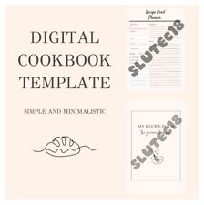 DIGITAL MINIMALISTIC COOKBOOK TEMPLATE - Cheap price, PDF- READ DESCRIPTION! for sale  Shipping to South Africa