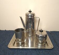 Serviço de chá/café vintage retrô 3 peças aço inoxidável com bandeja retangular, usado comprar usado  Enviando para Brazil