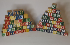 Lot Of 81 Wooden Alphabet Blocks Small Mixed Color Rustic Letter Picture for sale  Shipping to South Africa