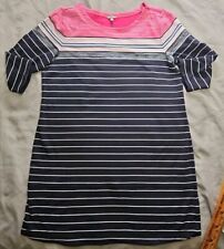 Vestido feminino Talbots 2XP azul rosa manga 3/4 listra multicolorida casual shift top comprar usado  Enviando para Brazil