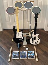 Rock Band Guitar Hero Wii Bundle - Guitars, Dongle, Drums, Mic, Games - WORKS, used for sale  Shipping to South Africa