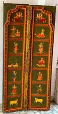 Used, Antique wooden door old heavy Indian furniture lord Krishna painted cow frame for sale  Shipping to South Africa