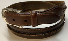 Brighton NAPLES TAPER Brown Leather Belt  Size 40 Wood Silver 3-D Accent M21295 for sale  Hendersonville