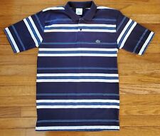 Camisa polo masculina Lacoste logotipo listras azuis S/S 100% algodão tamanho M comprar usado  Enviando para Brazil