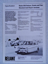 Reliant specification brochure for sale  BOURNEMOUTH