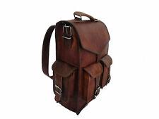 Men's Large 18" Backpack Vintage Leather New Rucksack Satchel Travel Laptop Bag, brukt til salgs  Frakt til Norway